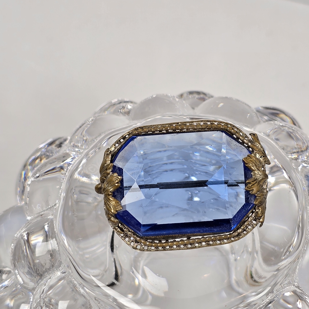 Art Deco Blue Czech Glass Brooch